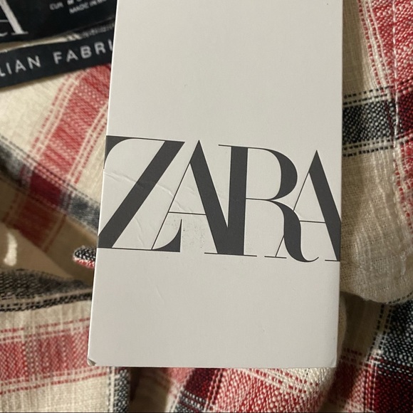 NEW Zara Cream Red Black Plaid Overshirt Shacket Jacket NWT - Picture 11 of 14